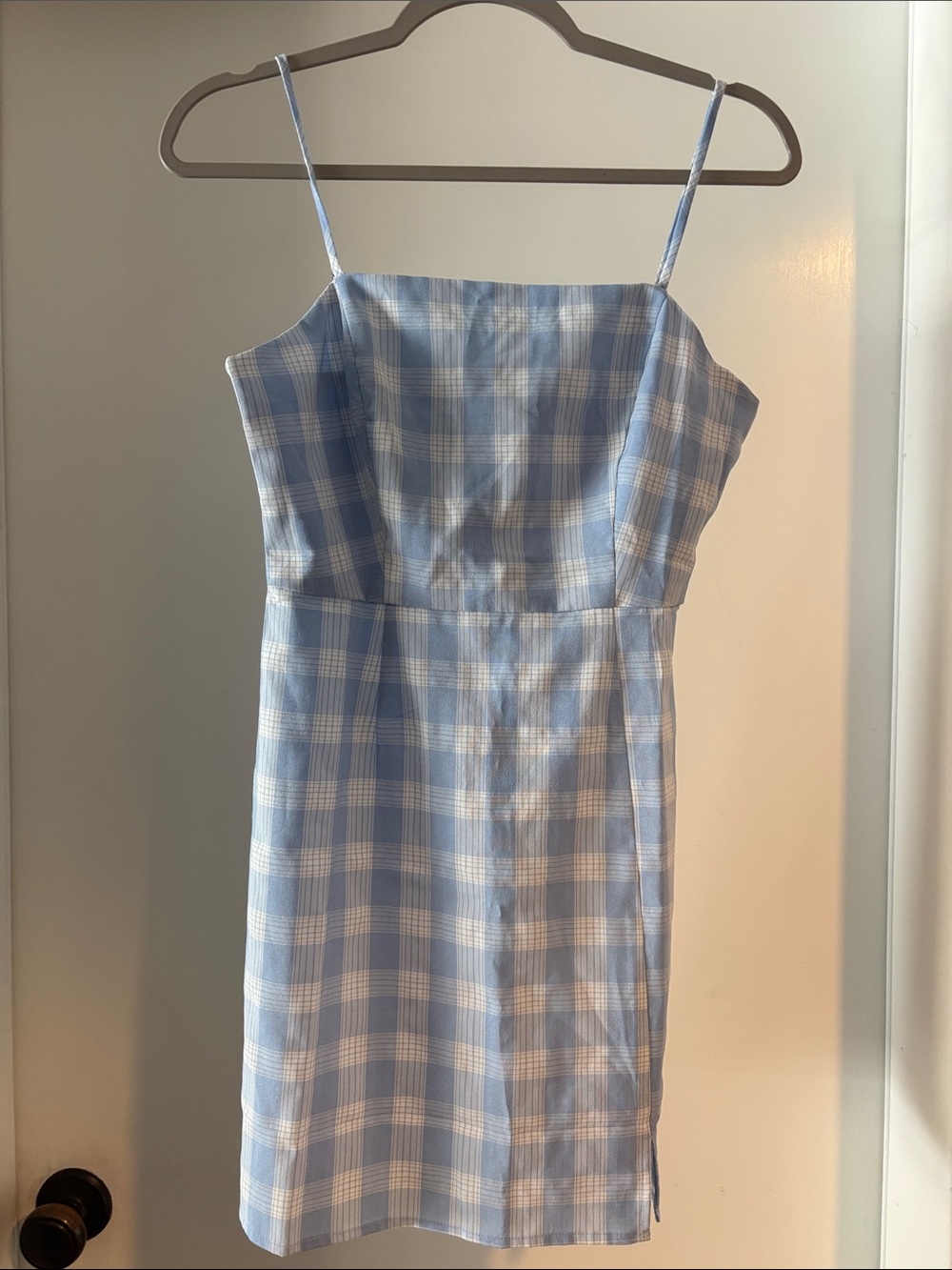 BP. Pastel Blue & White Plaid Sundress with Spaghetti Straps